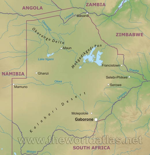 Regions: Okavango Delta, Makgadikgadi Pan, Kalahari Desert