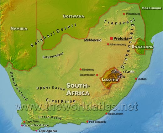 South Africa map. Geographical map of South Africa
