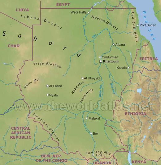 World map > Africa Map > Sudan Map.