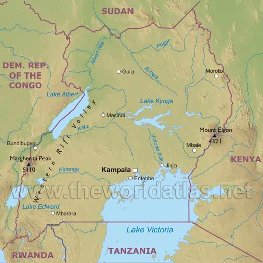 world map uganda